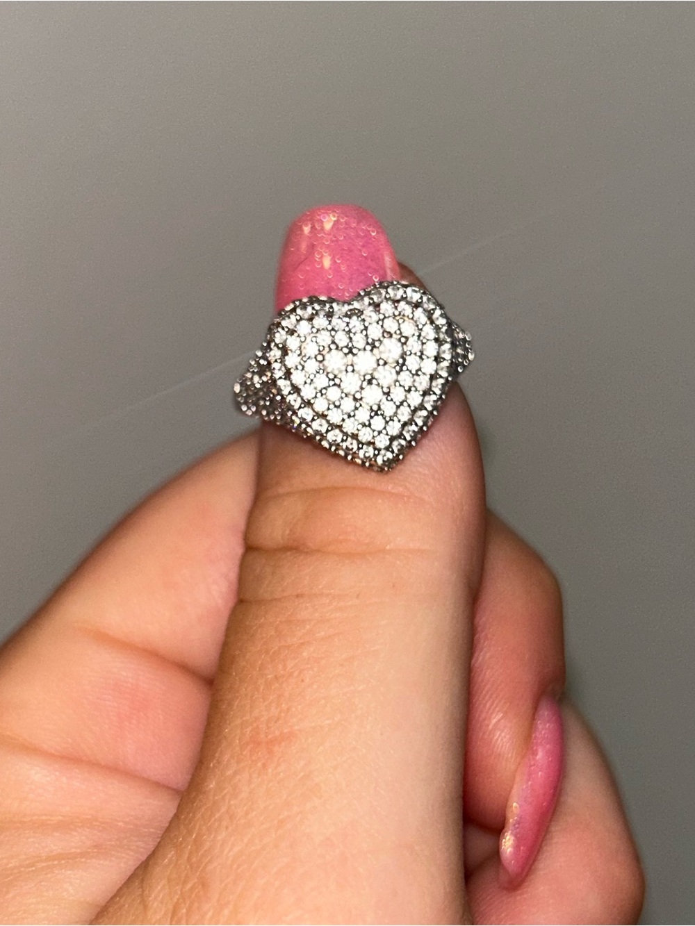 EP Jewels CZ Pave Puff Heart Ring in Silver (Size 6)